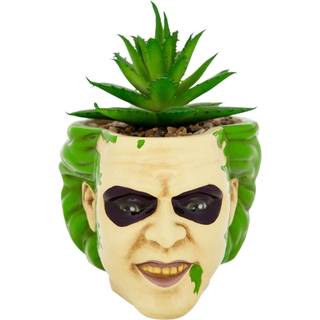 Beetlejuice Head 3-tommer keramisk mini-planter med kunstig saftige | Lille blomsterpotte faux indend?rs planter til skrivebordshylleboligudvikli