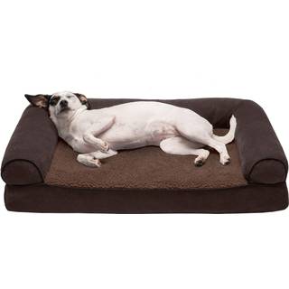 Furhaven ortop?disk hundeseng til mellemstore/ sm? hunde m/ aftagelige bolster & vaskbart d?kning til hunde op til 35 kg - Sherpa & Chenille Sofa