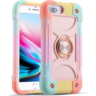 Markill kompatibel med iPhone 6 Plus/6s plus sag iPhone 7 Plus Case/iPhone 8 Plus Case 5,5 tommer med Ring Stand Heavy-Duty Military Grade ShockP