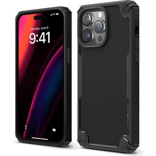 Elago Armor iPhone 14 Pro Max 6.7 """" Sag - Milit?rklasse Drop Protection Heavy -Duty Carbon Fiber Texture Shockfabroof Bumper (Black)