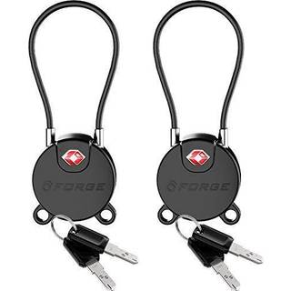 Forge TSA godkendte bagage l?se ultra-sikker dimple n?glerejser med zinklegering krop- sorte 2 kabell?se