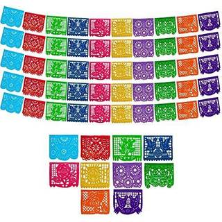 Mexicanske festbannere (5 pakke med 10 plastikflag pr. Banner) - Mexicansk tema -festdekoration - Papel Picado Mexicano Para Fiesta - Mexicansk F