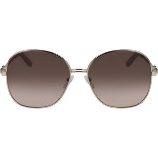Ferragamo Kvinde SF242S 770 Solbriller Metal Brun Rund Normal Skygge