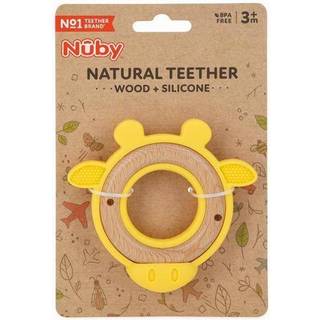 Nuby Natural Wood Teether med bl?d silikone minimalistisk design Let at reng?re giraffegul