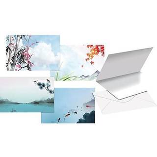 Better Office Products 100-Pack All Occasion lyk?nskningskort Assorterede tomme notekort 4 x 6 tommer 6 Japansk akvareldesign Blank inde med konv