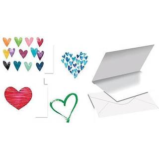 Better Office Products 100-Pack All Occasion Glykkekort Assorterede tomme notekort 4 x 6 tommer 6 Moderne hjertedesign Blank inde med konvolutter