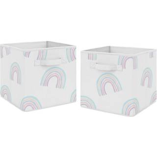 S?d jojo designer pastel regnbue sammenklappelig stof opbevaring terning bakker kasser arrang?r leget?j b?rn baby b?rneb?rn - s?t af 2 - r?dme ly