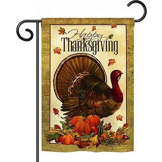 Breeze Decor G163049 Turkey Fall Thanksgiving Dekorativt lodret haveflag 13 """" X 18.5 """" Multikarve