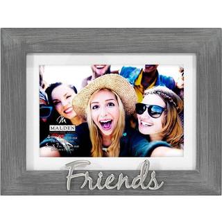 Malden International Designs 4x6 eller 5x7 venner n?dudtryk Billeder ramme s?lv finish venner ord tilknytning gr? tekstureret tr? korn finish mdf