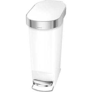 Affaldsspand &#39;&#39;Slim&#39;&#39;, med pedal, 40 L, plastik, White - simplehuman