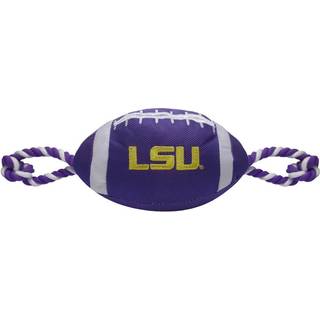 Kæledyr først NCAA LSU Tigers Fodboldhund legetøj Tough Quality Nylon Materials Strong Pull Ropes Inner Squeaker Collegiate Team Color 1 Count (P