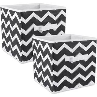 DII Non Woven Polyester Storage Bin Chevron Svart liten uppsättning av 2