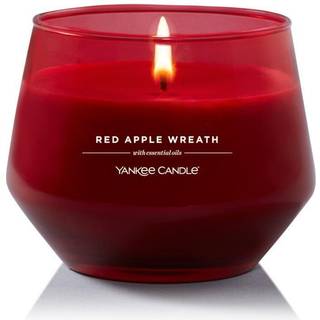 Yankee Candle Studio Medium Candle Red Apple Wreath 10 Oz: Langvarig essentiel olie duftende soja voksblanding stearinlys | 40-65 timers forbr?nd