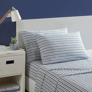 Nautica - Twin XL Sheets Cotton Percale Preppy Bedding Set Casual Home Decor Dorm Room Essentials (Coleridge Stripe Blue Twin XL)