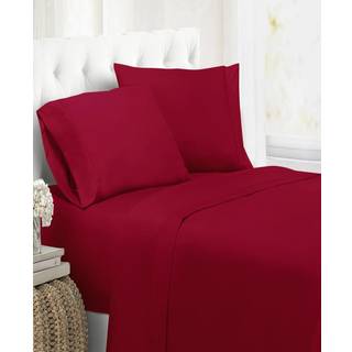 Cathay Home Essentials ultra bl?d hypoallergenisk rynkebestandig dobbelt b?rstet mikrofiber senget?j ark s?t bordeaux dobbelt xl