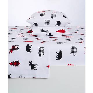 Great Bay Home Flannel Sheet Set Twin Størrelse-100% tyrkisk bomuld Dobbeltbørstet vinterpredark-Ultra-blød hyggelig 3-delt Rustik sengetøj sæt (