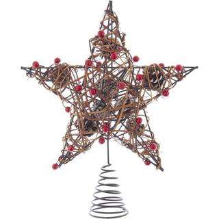 Kurt S Adler H4201 12 I Natural Brown Star Treetop med bær