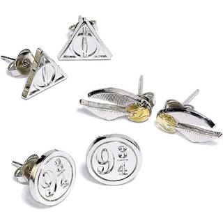 Harry Potter Earrings 3-Pack Snitch/Deathly Hallows/Platform 9 3/4 (silver plated)