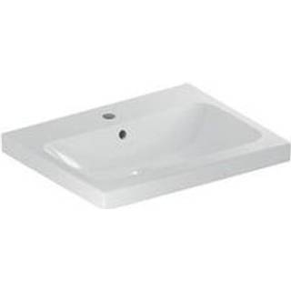 Geberit iCon Light håndvask til borplademontering: B=75cm, T=48cm, Hanehul=Midtpå, Overløb=Synlig, Alpin-hvid / Mat