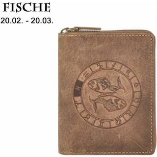 Reißverschluss Geldbörse 10x12cm Fische "Vintage" antikbraun 821A | Greenburry.de