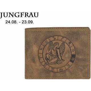 Geldbörse Leder 12x9cm "Vintage" mit Sternzeichen Jungfrau 1705 | Greenburry.de