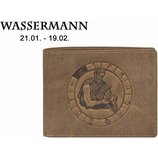 Geldbörse Leder 12x9cm "Vintage" mit Sternzeichen Wassermann 1705 | Greenburry.de