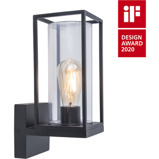 LUTEC FLAIR udendørs væglampe, H31,3 cm, E27, IP44, sort