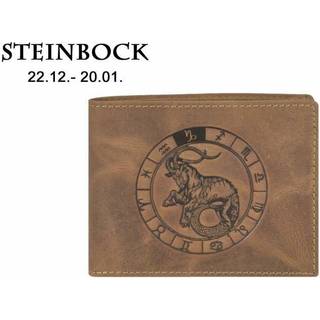 Geldbörse Leder 12x9cm "Vintage" mit Sternzeichen Steinbock 1705 | Greenburry.de
