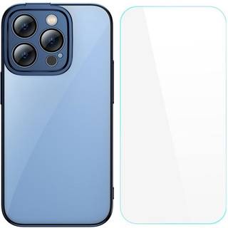 Baseus - Glitter Transparent Cover og Beskyttelsesglas Sæt til iPhone 14 Pro Max - Blå