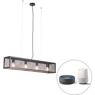 Smart industriel pendellampe sort inkl. 4 WiFi A60 - Cage Wire
