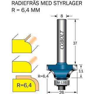 Cobolt HM-afrundingsfræser R=6,4 m kugleleje