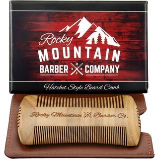 Beard Comb - Sandalwood Natural Hatchet Style til hår - Anti -Static & No Snag Handmade Wide & Fine Tooth Contour Brush Best til skæg og bart med