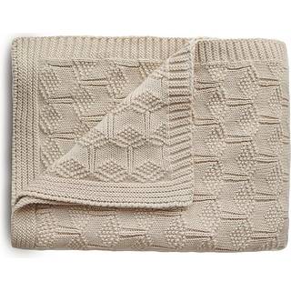 Mushie Honeycomb Beige Strikket Babytæppe