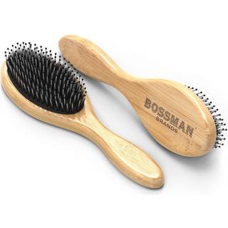Bossman m?nds vildsvin og nylon b?rsteh?r og sk?gb?rste - Detangling og rettet tr?oval v?d b?rste - ergonomisk bambus design