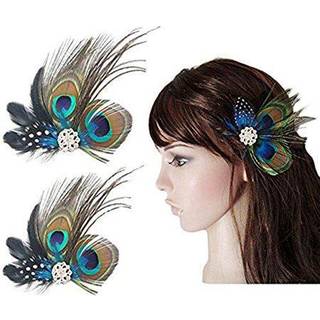 Comidox h?r klip s?d p?fugl fjer med rhinestones charmerende p?fugl hovedstykke fjerh?rtilbeh?r til kvinder bryllupper fester Halloween s?t p? 2