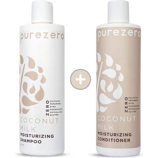 Puryzero Coconut Milk Shampoo & Conditioner Set - Intens hydrering og stigning Shine - Fight Dandruff & Frizz - Zero Sulfates Parabens Dyes - 100