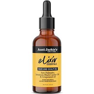 Tante Jackies Elixir Essentials Hair & Scalp Oil Saw Palmetto Jamaican Black Castor Oil & Grapeseed Oil nærer sig og understøtter hårvækst 2 oz