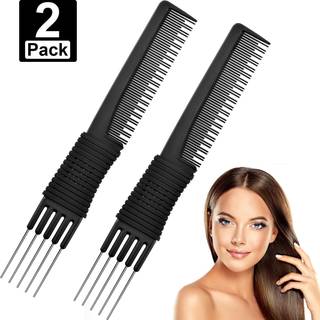 Leinuosen Tail Combs 2 Pack - Black Carbon Fiber Drilling Combs Rat Hale Lifting Combs til Hair Salon eller Home Supplies