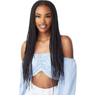 Sensationnel cloud9 4x5 flettet paryk - midterste del fremfring i 28 tommer hndbundet swiss blonde flettet paryk med stort skilleomrde (1B OFF