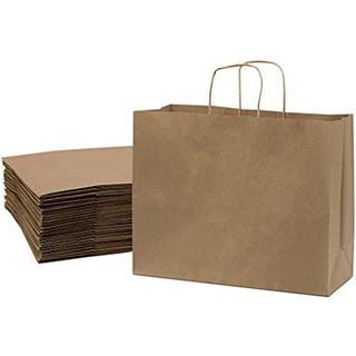 Prime Line Packaging Large Brown Kraft Paper Poss With Handles til Small Business Shopping Retail Store Boutique Grocery Bulk - 16x6x12 25 Pack