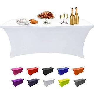 Separo 1 pakke 6 ft hvidt borddæksel monteret rektangulær duge strækbart stof lycra bord klud 6 ft rynkefrit til fest messereshows banket bryllup