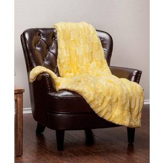 Chanasya premium pr?get faux pels kast t?ppe - super bl?d let minky t?ppe - 60 """" x 70? - gul