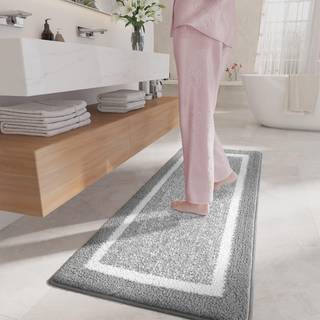Farve og geometri Langt badev?relse t?pper l?ber non slip 24 """" x59 """" gr? bad l?ber t?ppe absorberende bl?d vaskbart mikrofiber badet badev?rels