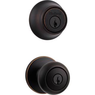 Kwikset 690 Cove Entry Knob og enkelt cylinder Deadbolt Combo Pack i venetiansk bronze
