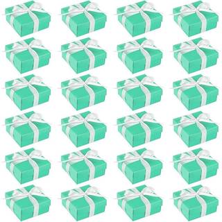 Blue Panda 24 Pack Small Teal Gift Boxes med l?g og silkeb?nd til gaver og festgunst (3,7 x 3,7 x 1,6 in)