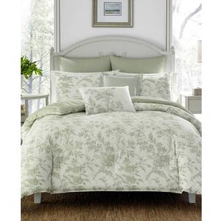 Laura Ashley Home - Queen Duvet Cover Set Reversible Cotton Bedding With Matching Shams Lightweight Home Decor for All Seasons (Natalie Sage Quee