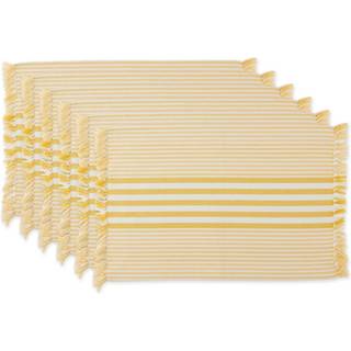 DII Deep Yellow Stripes With Fringe Placemat (S?t p? 6)