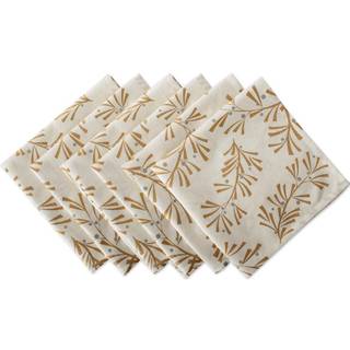 DII Holiday Spisebord Linned Metallisk stof Køkken D? Cor Julet serviet sæt 20x20 Guld Holly forlader 6 stykke