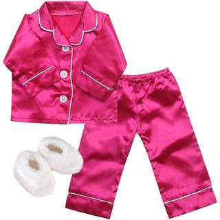 Sophia's 18 """" Doll 3 pc. Hot pink satin pyjamas og hvide hjemmesko
