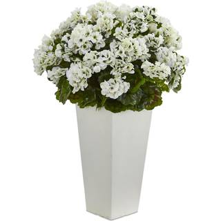 27 """" Geranium Artificial Plant in White Planter UV Resistant (indend?rs/udend?rs)
